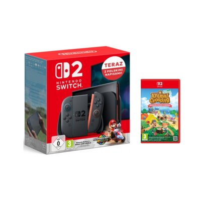 Konsola NINTENDO Switch 2 Czarny + Mario Kart World Gra NINTENDO SWITCH 2 + Animal Crossing New Horizons Gra NINTENDO SWITCH 2