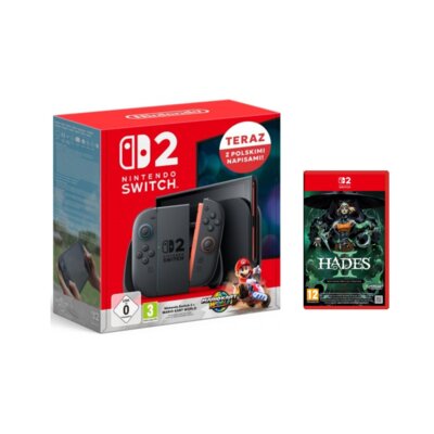 Konsola NINTENDO Switch 2 Czarny + Mario Kart World Gra NINTENDO SWITCH 2 + Hades II Gra NINTENDO SWITCH 2