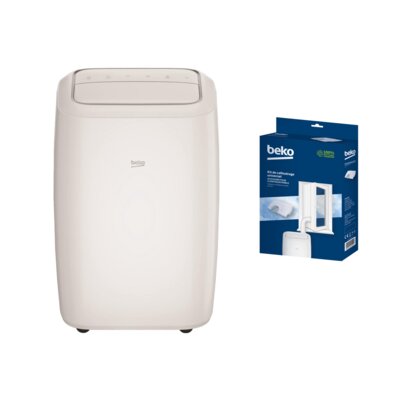 Klimatyzator przenośny BEKO BP1095C Wi-Fi Timer Tryb Nocny Osuszanie Biały + Zestaw okienny do klimatyzatorów BEKO BP109AH i BP113H