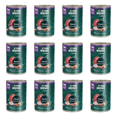 Karma dla psa PAN MIĘSKO z Ziołami Pasztet z krewetkami 12 x 400 g