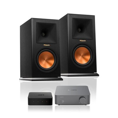 Wzmacniacz WIIM Vibelink Amp Ciemnoszary + Odtwarzacz sieciowy WIIM Pro Plus + Kolumna głośnikowa KLIPSCH RP-160M Heban (2 szt.)