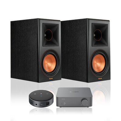 Wzmacniacz WIIM Vibelink Amp Ciemnoszary + Odtwarzacz sieciowy ARYLIC WiiM Mini Czarny + Kolumny głośnikowe KLIPSCH RP-600M Hebanowy (2 szt.)