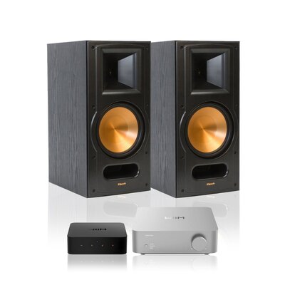 Wzmacniacz WIIM Vibelink Amp Srebrny + Odtwarzacz sieciowy WIIM Pro Plus + Kolumna głośnikowa KLIPSCH RB-81 II Czarny (2 szt.)
