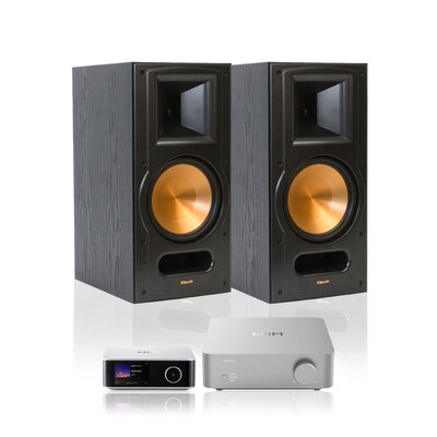 Wzmacniacz WIIM Vibelink Amp Srebrny + Streamer odtwarzacz sieciowy WIIM Ultra Srebrny + Kolumna głośnikowa KLIPSCH RB-81 II Czarny (2 szt.)