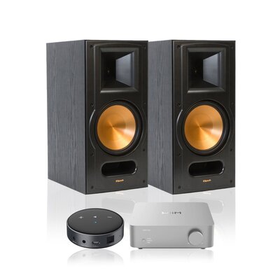 Wzmacniacz WIIM Vibelink Amp Srebrny + Odtwarzacz sieciowy ARYLIC WiiM Mini Czarny + Kolumna głośnikowa KLIPSCH RB-81 II Czarny (2 szt.)