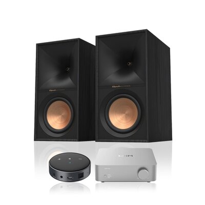 Wzmacniacz WIIM Vibelink Amp Srebrny + Odtwarzacz sieciowy ARYLIC WiiM Mini Czarny + Kolumny głośnikowe KLIPSCH R-60M Czarny (2 szt.)