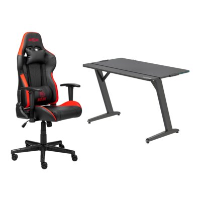 Biurko MAD DOG GD100K Czarny + Fotel MAD DOG GCH701R Czarno-czerwony