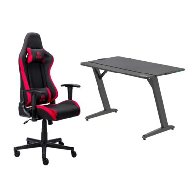 Biurko MAD DOG GD100K Czarny + Fotel MAD DOG GCH710R Czerwony