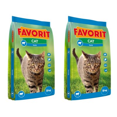 Karma dla kota FAVORIT Jagnięcina 2 x 9 kg