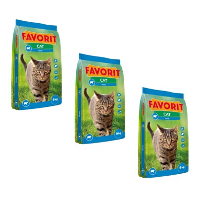 Karma dla kota FAVORIT Jagnięcina 3 x 9 kg