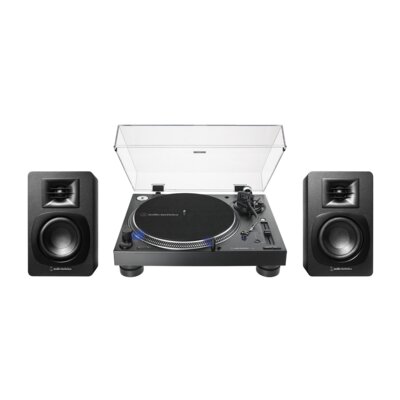 Zestaw Stereo Gramofon Audio-Technica A-T LP140XP + Aktywne Kolumny Podstawkowe Audii-Technica A-T SP3 X CZ+CZ