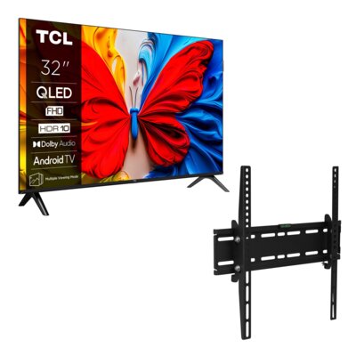 Telewizor TCL 32S59K 32" QLED Android TV + Uchwyt GOTZE & JENSEN do TV 32-55 cali TM3540T uchylny regulowany w pionie Czarny