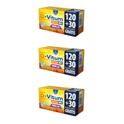 Witamina D OLEOFARM D-Vitum forte Max 4000 j.m. (3 x 150 kapsułek)