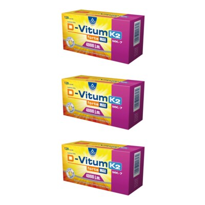 Kompleks witamin OLEOFARM D-Vitum K2 Forte Max 4000 j.m (3 x 120 kapsułek)