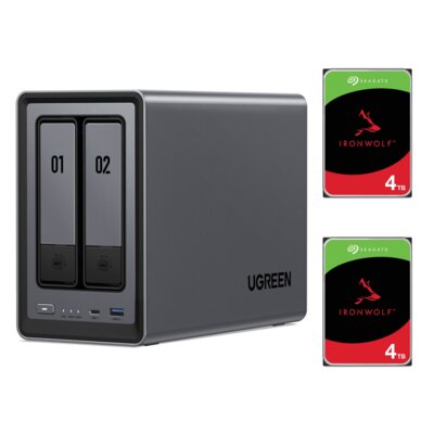 Serwer plików UGREEN NASync DXP2800 8GB RAM + Dysk SEAGATE IronWolf 4TB HDD (2 szt.)