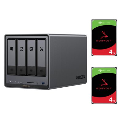 Serwer plików UGREEN NASync DXP4800 Plus 8GB RAM + Dysk SEAGATE IronWolf 4TB HDD (2 szt.)
