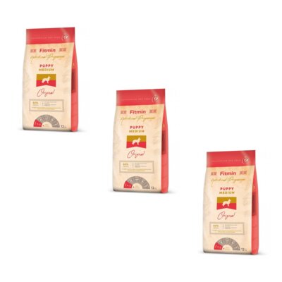 Karma dla psa FITMIN Medium Puppy Drób z mięsem ryb i wątróbką 3 x 12 kg
