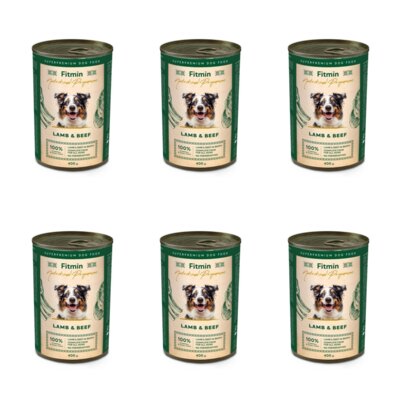 Karma dla psa FITMIN z wołowiną i jagnięciną 6 x 400 g
