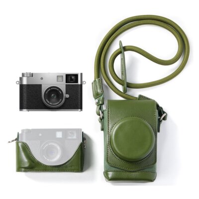 Aparat FUJIFILM X half Srebrny, 17.74Mpix, Full HD + Pokrowiec SMALLRIG 5220 Leather Case Kit do FujIFilm X Half Zielony