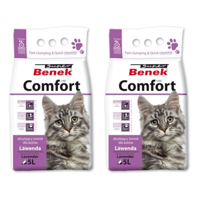Żwirek dla kota SUPER BENEK Comfort Lawenda 2 x 5L