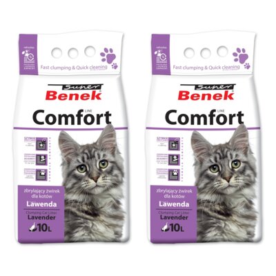 Żwirek dla kota SUPER BENEK Comfort Lawenda 2 x 10L