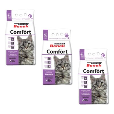 Żwirek dla kota SUPER BENEK Comfort Lawenda 3 x 10L