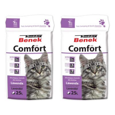 Żwirek dla kota SUPER BENEK Comfort Lawenda 2 x 25L