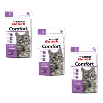 Żwirek dla kota SUPER BENEK Comfort Lawenda 3 x 25L