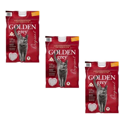 Żwirek dla kota GOLDEN Grey 3 x 15 L