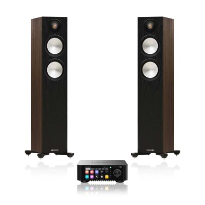 Wzmacniacz ALL IN ONE EVERSOLO Play Czarny + Podłogowa kolumna głośnikowa MONITOR AUDIO Bronze 300 7G Orzech (2 szt.)