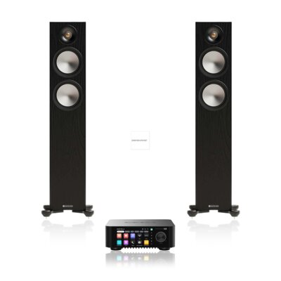 Wzmacniacz ALL IN ONE EVERSOLO Play Czarny + Podłogowa kolumna głośnikowa MONITOR AUDIO Bronze 300 7G Czarny (2 szt.)