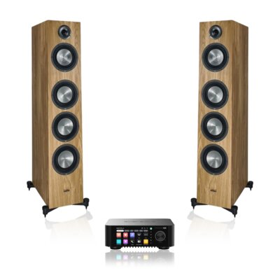 Wzmacniacz ALL IN ONE EVERSOLO Play Czarny + Kolumna głośnikowa TAGA HARMONY Platinium F-120 V.4 Dąb (2 szt.)