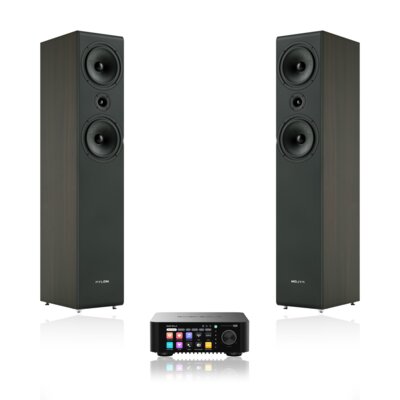 Wzmacniacz ALL IN ONE EVERSOLO Play Czarny + Kolumna głośnikowa PYLON AUDIO Opal 23 Wenge (2 szt.)