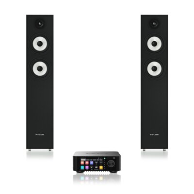 Wzmacniacz ALL IN ONE EVERSOLO Play Czarny + Kolumna głośnikowa PYLON AUDIO Pearl 25 Czarny (2 szt.)