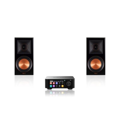 Wzmacniacz ALL IN ONE EVERSOLO Play Czarny, Wi-Fi, BT, Streamer muzyczny, Hi-Res Audio, PCM 32-bit/768kHz, DSD 512, Multiroom + Kolumny głośnikowe KLIPSCH RP-600M Hebanowy (2 szt.)