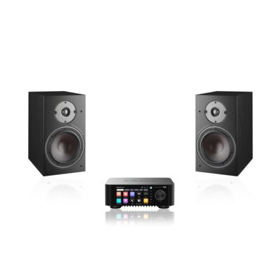 Wzmacniacz ALL IN ONE EVERSOLO Play Czarny, Wi-Fi, BT, Streamer muzyczny, Hi-Res Audio, PCM 32-bit/768kHz, DSD 512, Multiroom + Kolumna głośnikowa DALI Oberon 3 Czarny (2 szt.)