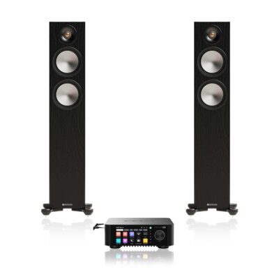 Wzmacniacz ALL IN ONE EVERSOLO Play CD Edition Czarny + Podłogowa kolumna głośnikowa MONITOR AUDIO Bronze 300 7G Czarny (2 szt.)