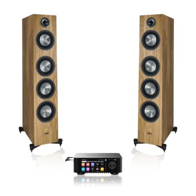 Wzmacniacz ALL IN ONE EVERSOLO Play CD Edition Czarny + Kolumna głośnikowa TAGA HARMONY Platinium F-120 V.4 Dąb (2 szt.)