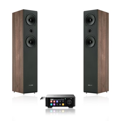 Wzmacniacz ALL IN ONE EVERSOLO Play CD Edition Czarny + Kolumna głośnikowa PYLON AUDIO Opal 23 Orzech (2 szt.)