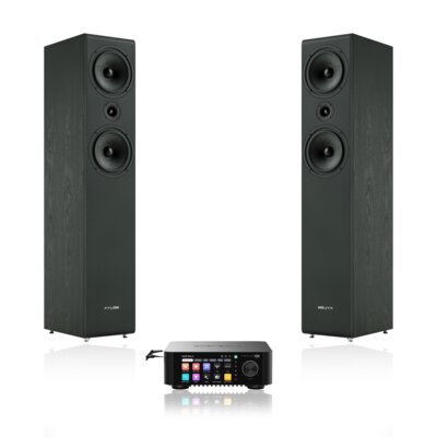 Wzmacniacz ALL IN ONE EVERSOLO Play CD Edition Czarny + Kolumna głośnikowa PYLON AUDIO Opal 23 Czarny jesion (2 szt.)