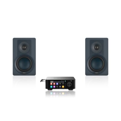 Wzmacniacz ALL IN ONE EVERSOLO Play CD Edition Czarny, Wi-Fi, BT, Streamer muzyczny, Hi-Res Audio, PCM 32-bit/768kHz, DSD 512 + Kolumny głośnikowe DALI Kupid Niebieski (2 szt.)