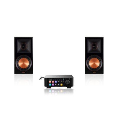 Wzmacniacz ALL IN ONE EVERSOLO Play CD Edition Czarny, Wi-Fi, BT, Streamer muzyczny, Hi-Res Audio, PCM 32-bit/768kHz, DSD 512 + Kolumny głośnikowe KLIPSCH RP-600M Hebanowy (2 szt.)
