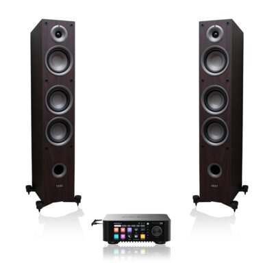 Wzmacniacz ALL IN ONE EVERSOLO Play CD Edition Czarny, Wi-Fi, BT, Streamer muzyczny, Hi-Res Audio, PCM 32-bit/768kHz, DSD 512 + Kolumny głośnikowe TAGA HARMONY TAV-507F Wenge (2 szt.)