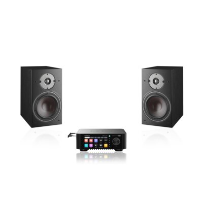 Wzmacniacz ALL IN ONE EVERSOLO Play CD Edition Czarny, Wi-Fi, BT, Streamer muzyczny, Hi-Res Audio, PCM 32-bit/768kHz, DSD 512 + Kolumna głośnikowa DALI Oberon 3 Czarny (2 szt.)
