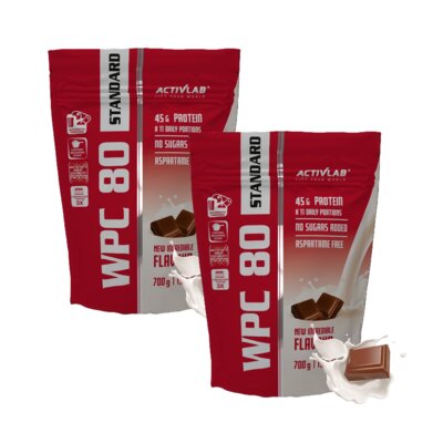 Odżywka białkowa ACTIVLAB Wpc 80 Standard Czekolada mleczna (2 x 700 g) Bez cukru
