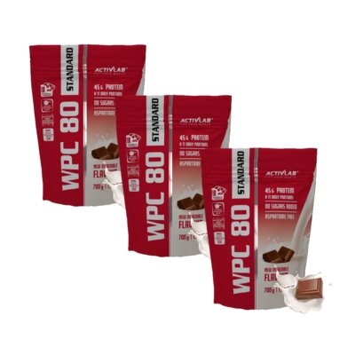 Odżywka białkowa ACTIVLAB Wpc 80 Standard Czekolada mleczna (3 x 700 g) Bez cukru