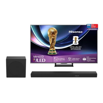 Telewizor HISENSE 65U78Q Pro 65" MINILED 4K 165Hz VRR VIDAA Dolby Vision Dolby Atmos HDMI 2.1 + Soundbar HISENSE AX3100Q Czarny 3.1-kanałowy, Bezprzewodowy Subwoofer, HDMI eARC, BT, Dolby Atmos, DTS:X, DTS Virtual:X