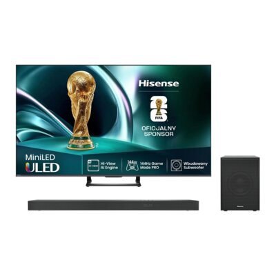 Telewizor HISENSE 75U78Q 75" MINILED 4K 144Hz VRR VIDAA Dolby Vision Dolby Atmos HDMI 2.1 + Soundbar HISENSE U5120GW 5.1.2-kanałowy, Bezprzewodowy Subwoofer, 4K,Dolby Atmos, DTS:X, DTS-HD Master, Bluetooth