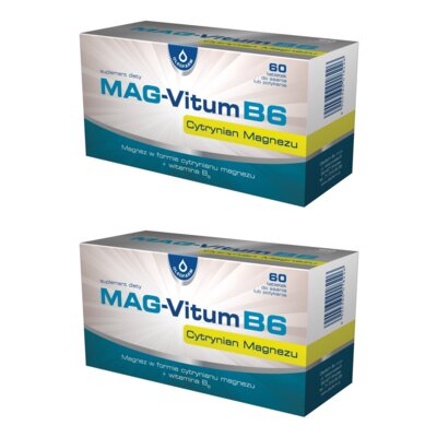 Kompleks witamin i minerałów OLEOFARM Mag-Vitum B6 Cytrynian magnezu (2 x 60 tabletek)