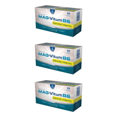 Kompleks witamin i minerałów OLEOFARM Mag-Vitum B6 Cytrynian magnezu (3 x 60 tabletek)